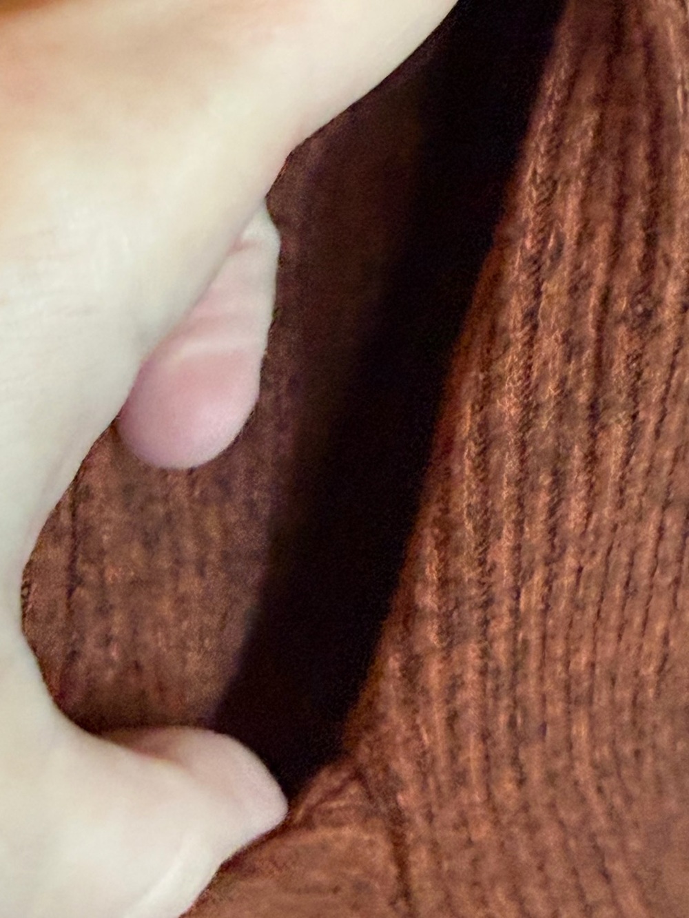 NATURAL LIFE Ribbed Open-Front Cardigan - Rust Brown - Picture 3 of 5